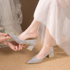 Damen Glitzernde Blockabsatz-Pumps mit funkelndem Design