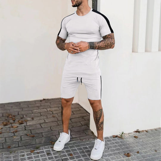 Herren Sportliches Kurzarm- und Shorts-Set mit kontrastierenden Details R&B