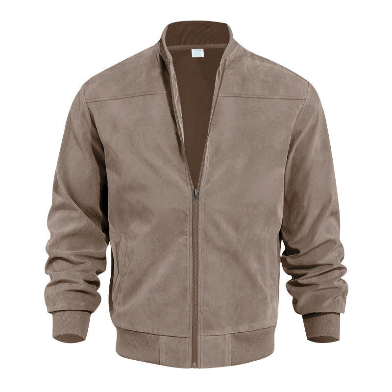 Herren Bomberjacke mit weichem Wildleder-Design und elastischen Bündchen R&B