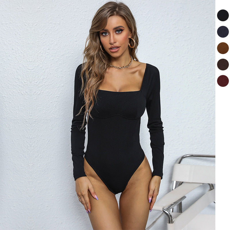 Damen Body mit langen Ärmeln und geradem Ausschnitt R&B