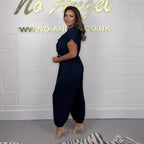 Damen Jumpsuit mit Rüschendetails und Bindegürtel R&B
