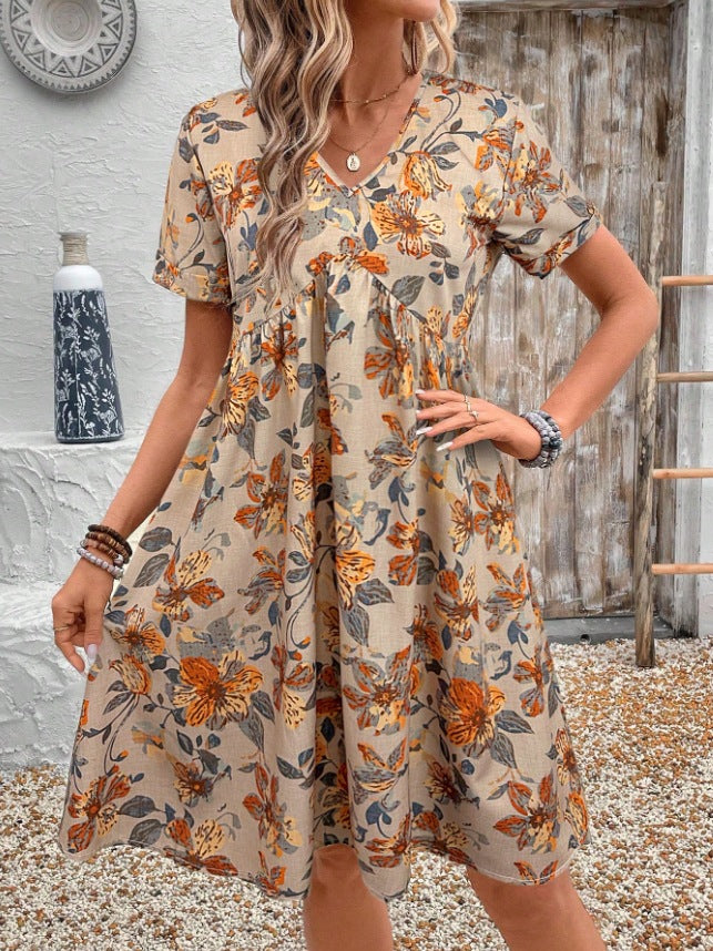 Damen Blütenmuster Freizeitkleid R&B