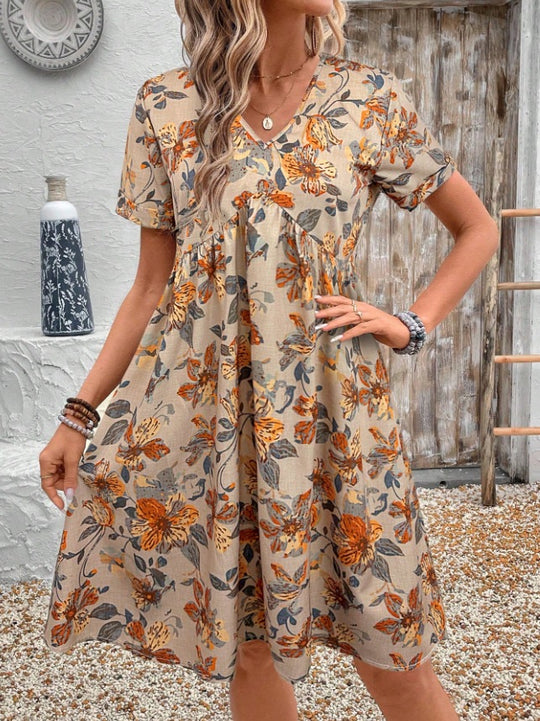Damen Blütenmuster Freizeitkleid R&B