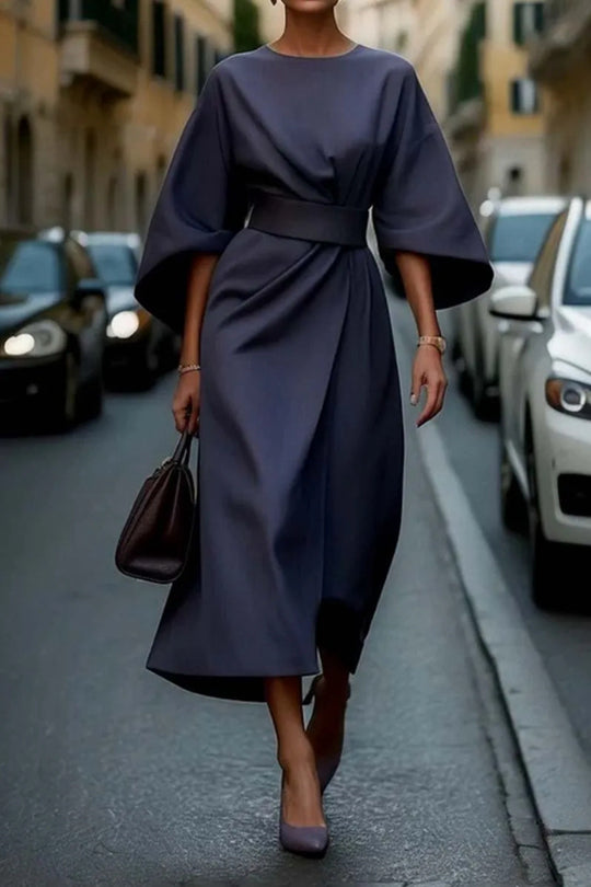 Damen Maxikleid mit voluminösen Ärmeln und Taillierung R&B
