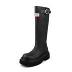 Damen Hohe Stiefel mit modischer Schnalle und komfortablem Plateau R&B