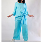 Damen lässiges Tunika- und Hose-Set mit eleganten Schößchen R&B
