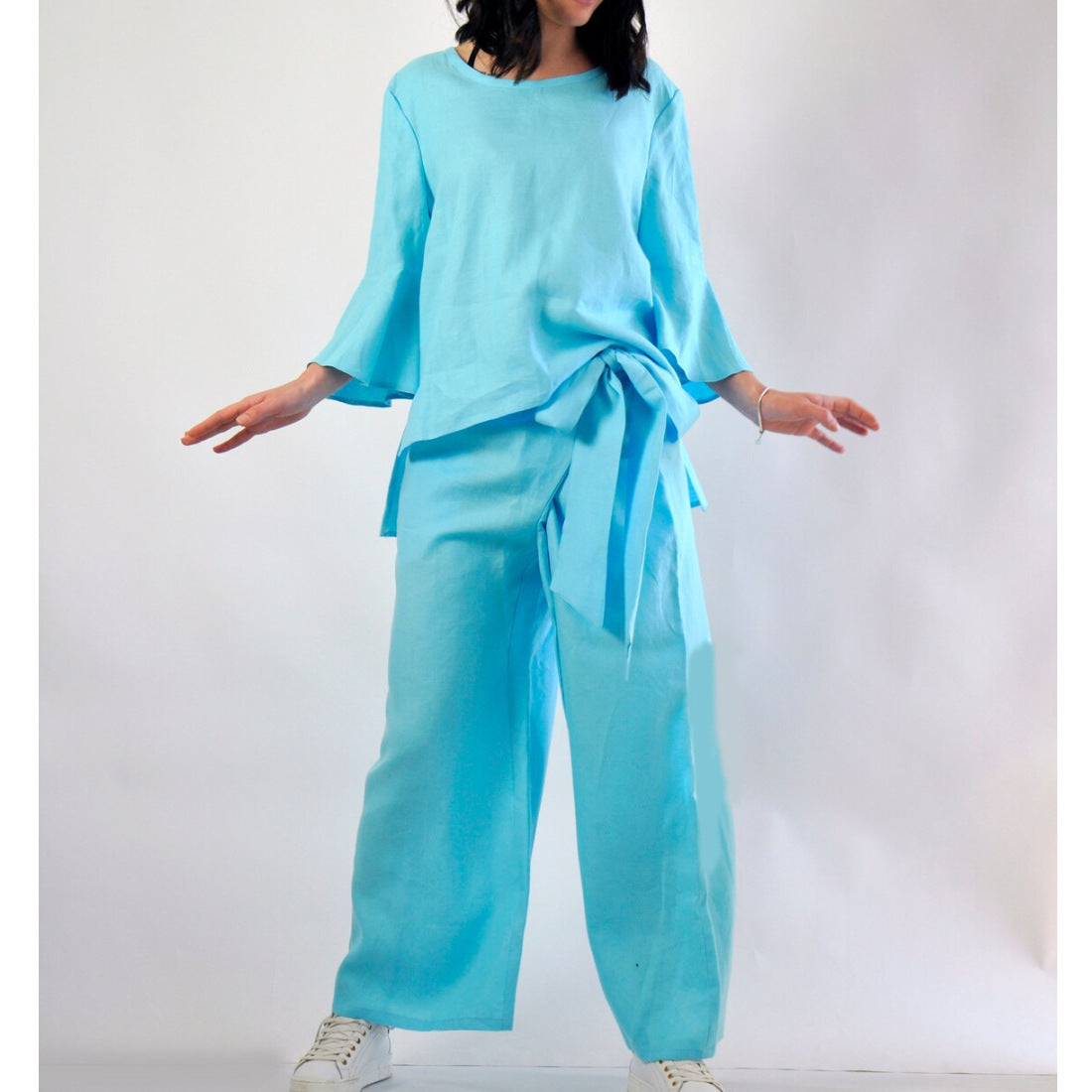Damen lässiges Tunika- und Hose-Set mit eleganten Schößchen R&B
