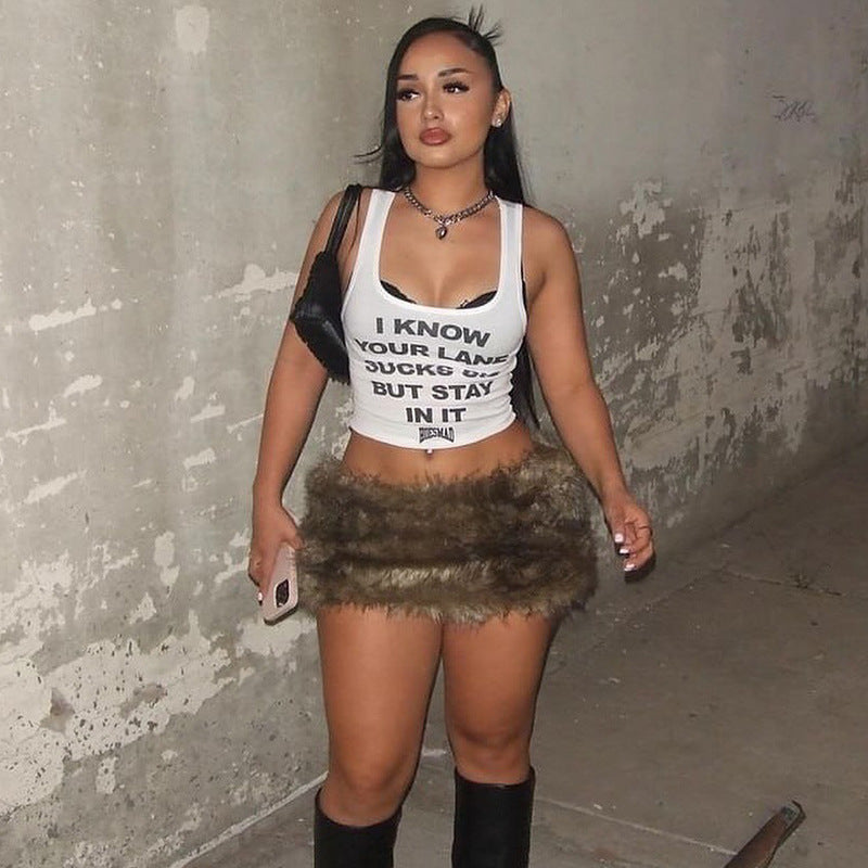 Damen Crop-Top mit Schriftzug und verspieltem Design R&B