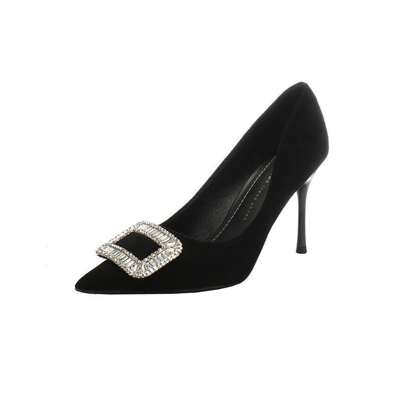 Damen elegante Stiletto-Pumps mit funkelnder Schnallenverzierung R&B