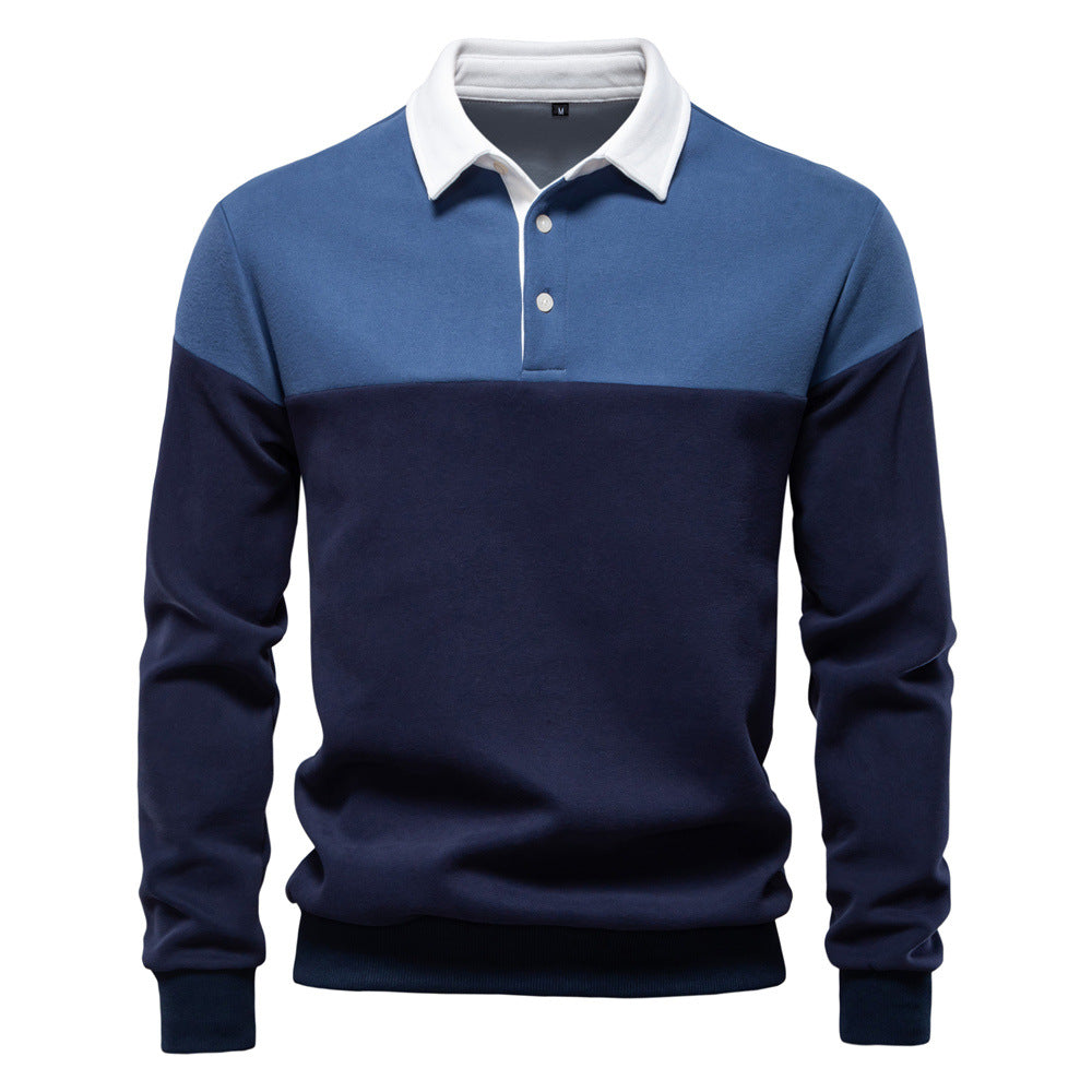 Herren Langarm Poloshirt mit modernen Farbapplikationen und hochwertigem Stoff R&B