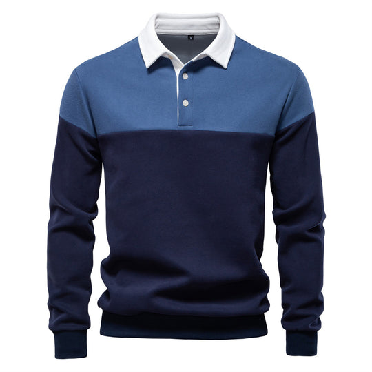 Herren Langarm Poloshirt mit modernen Farbapplikationen und hochwertigem Stoff R&B