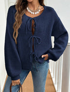 Damen Pullover mit Kordelzug und überschnittenen Ärmeln