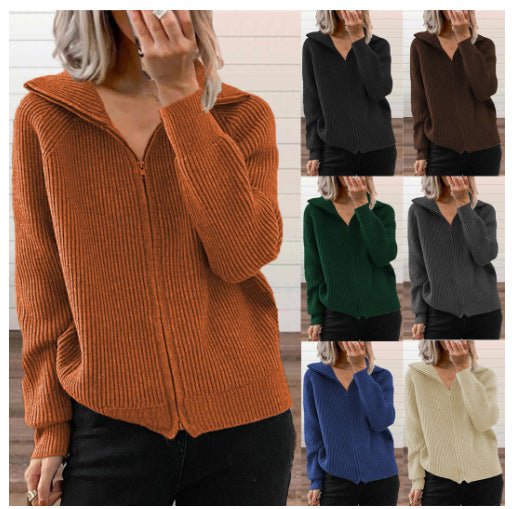 Damen Zip-Kapuzenpullover aus strukturierter Strickware R&B