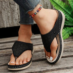 Damen Komfortable Zehentrenner-Sandalen mit feinem Lochmuster und ergonomischem Fußbett R&B