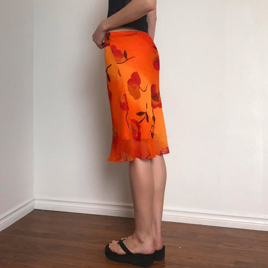 Damen luftiger Maxirock mit floralem Muster R&B
