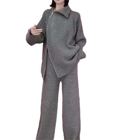 Damen Strickensemble mit Rollkragen und Reißverschluss R&B