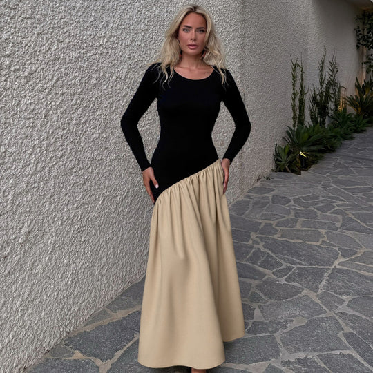 Damen Kleid mit asymmetrischem Design und Raffung R&B