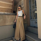 Damen Hoch geschnittene Palazzo-Hose mit eleganten Falten und formschöner Passform R&B