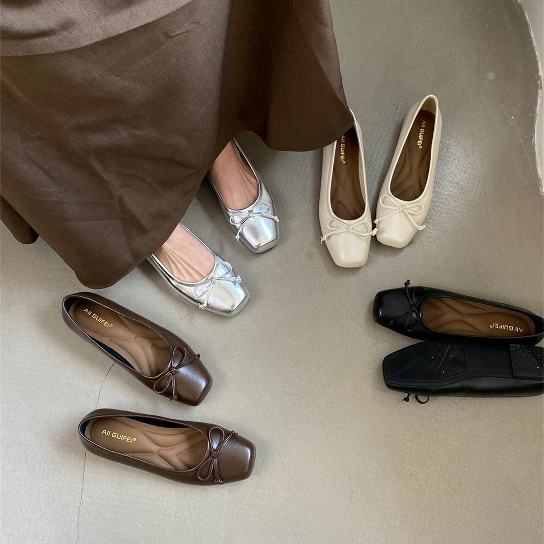 Damen klassisch geschnittene Ballerinas mit zierlichem Schleifenakzent und komfortabler Fußbettung R&B