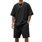 Herren Freizeit-Set mit bequemem T-Shirt und Shorts aus atmungsaktiver Baumwolle R&B