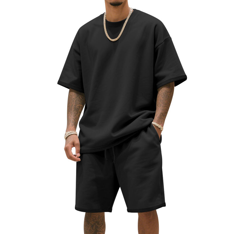 Herren Freizeit-Set mit bequemem T-Shirt und Shorts aus atmungsaktiver Baumwolle R&B