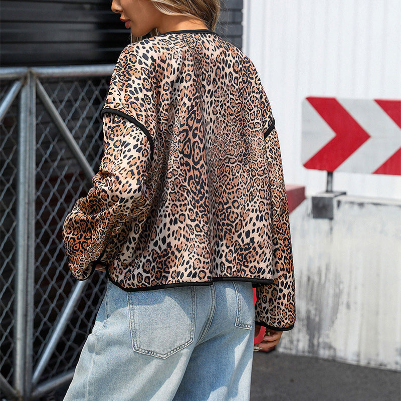 Damen Mit Leopard-Print verzierte Freizeitjacke R&B
