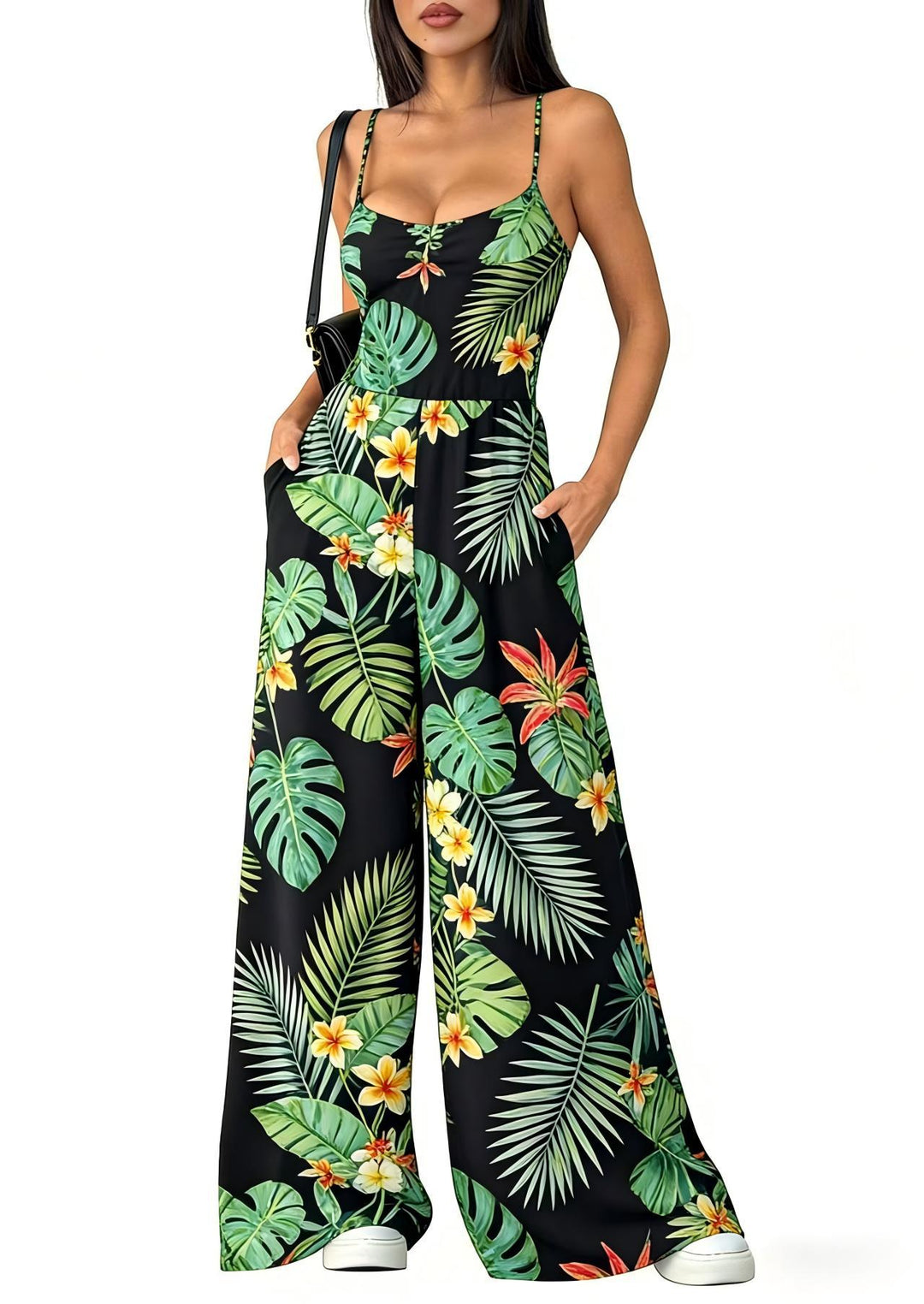 Damen Eleganter Jumpsuit mit geometrischem Print und breiten Beinen R&B