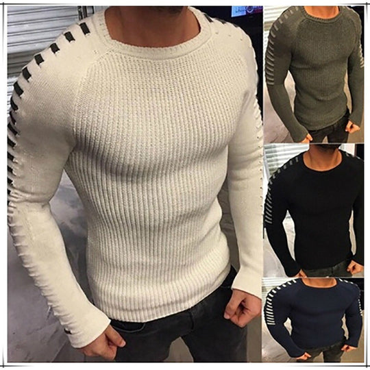 Herren stylischer Feinstrickpullover mit modischen Kontraststreifen R&B