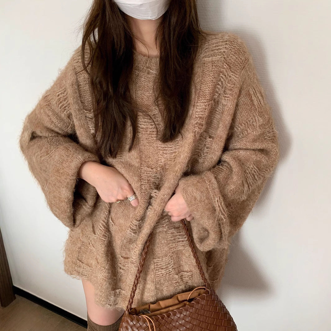 Damen Oversized Strickpullover im lässigen Pullover-Stil R&B
