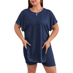 Damen bequemer Lounge-Set mit T-Shirt und Shorts R&B