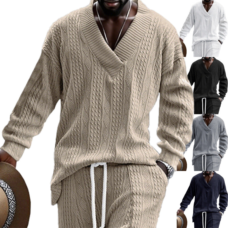 Herren Strickpullover mit modernem V-Ausschnitt und lässigem Design R&B
