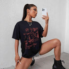 Damen Oversized T-Shirt mit kreativem Schriftzug und lässigem Schnitt R&B