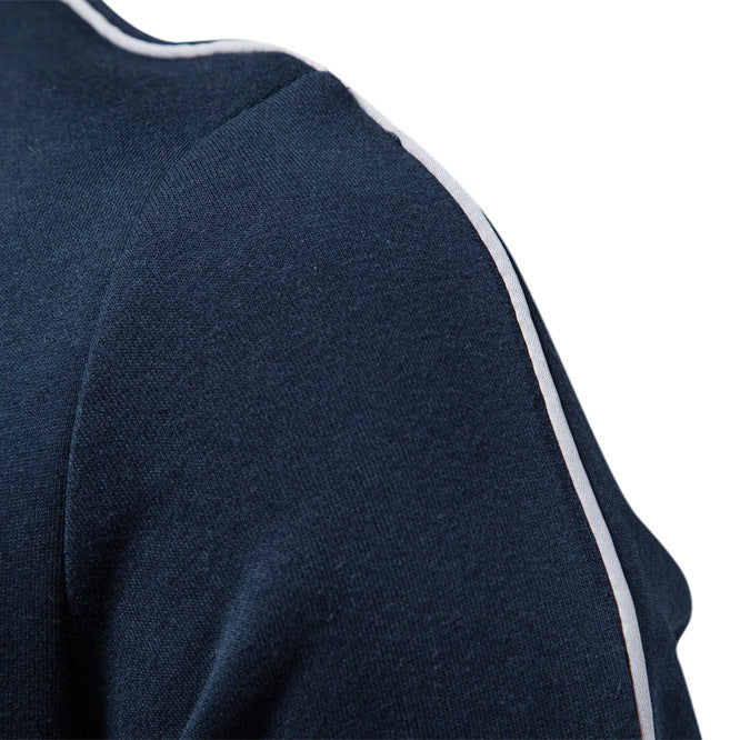 Herren nan sportive Baumwoll-Sweatjacke mit Stehkragen und Kängurutaschen R&B