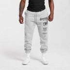 Herren nan konisch geschnittene Baumwollfleece-Sweathose mit elastischem Kordelbund gerippten Beinabschlüssen und großflächigem Logodruck R&B