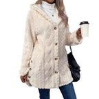 Damen Gemütlicher Hoodie-Mantel aus Teddy-Fleece R&B