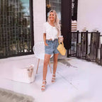 Damen Denim-Shorts mit elastischem Bund R&B
