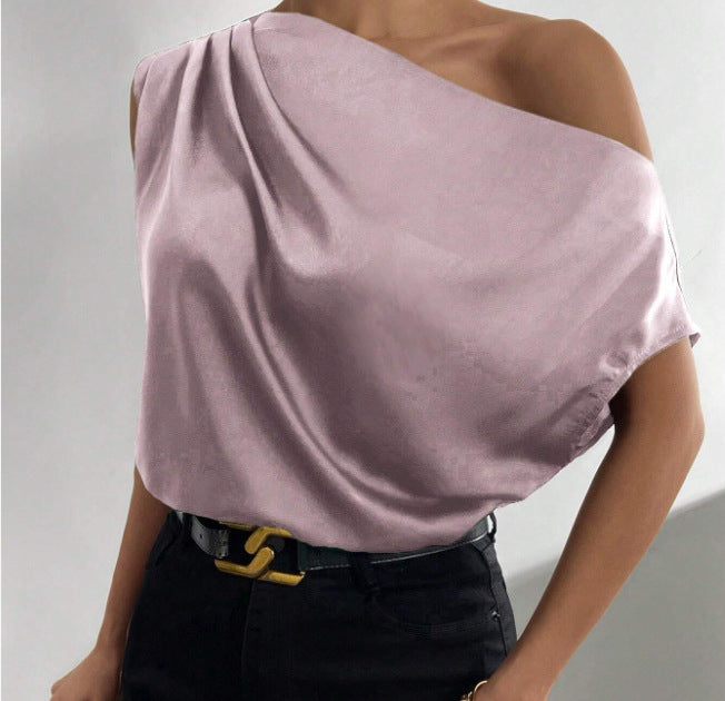 Damen Asymmetrisches Oberteil mit tiefem Ausschnitt und fließendem Stoff R&B