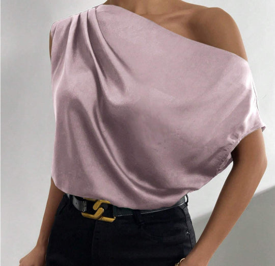 Damen Asymmetrisches Oberteil mit tiefem Ausschnitt und fließendem Stoff R&B