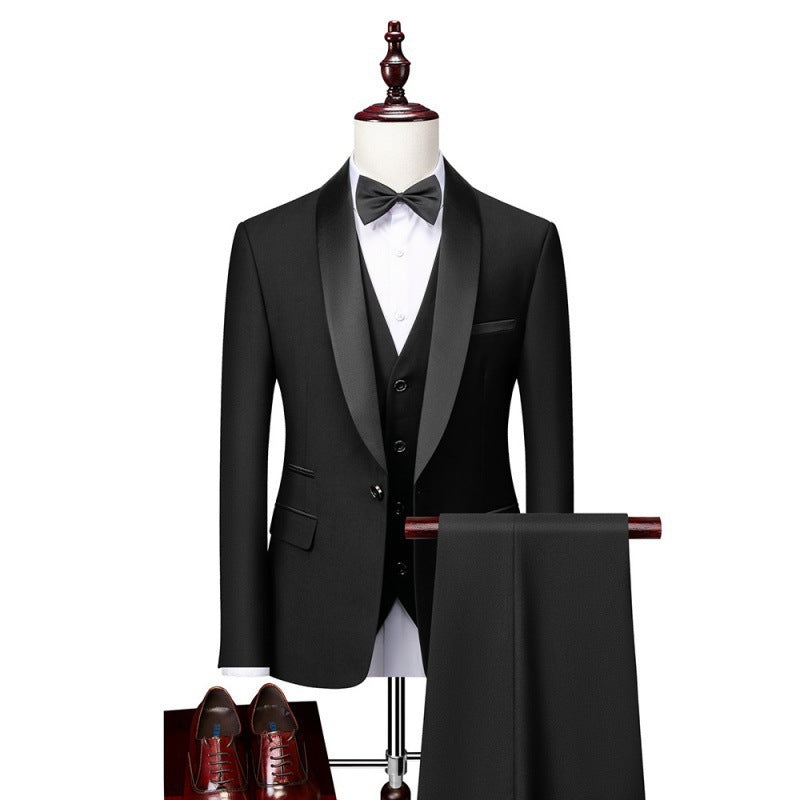 Herren nan dreiteiliges Smoking-Set mit Schalkragen, taillierter Weste und schlanker Passform R&B