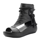 Damen modische Plateau-Sandaletten mit innovativem Riemen-Design R&B