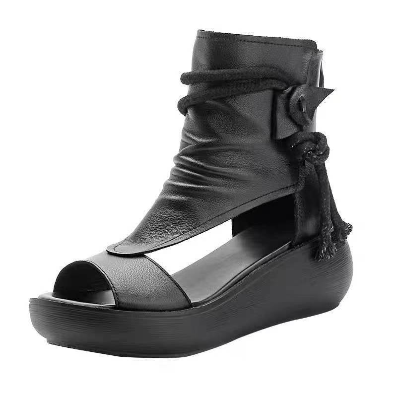 Damen modische Plateau-Sandaletten mit innovativem Riemen-Design R&B