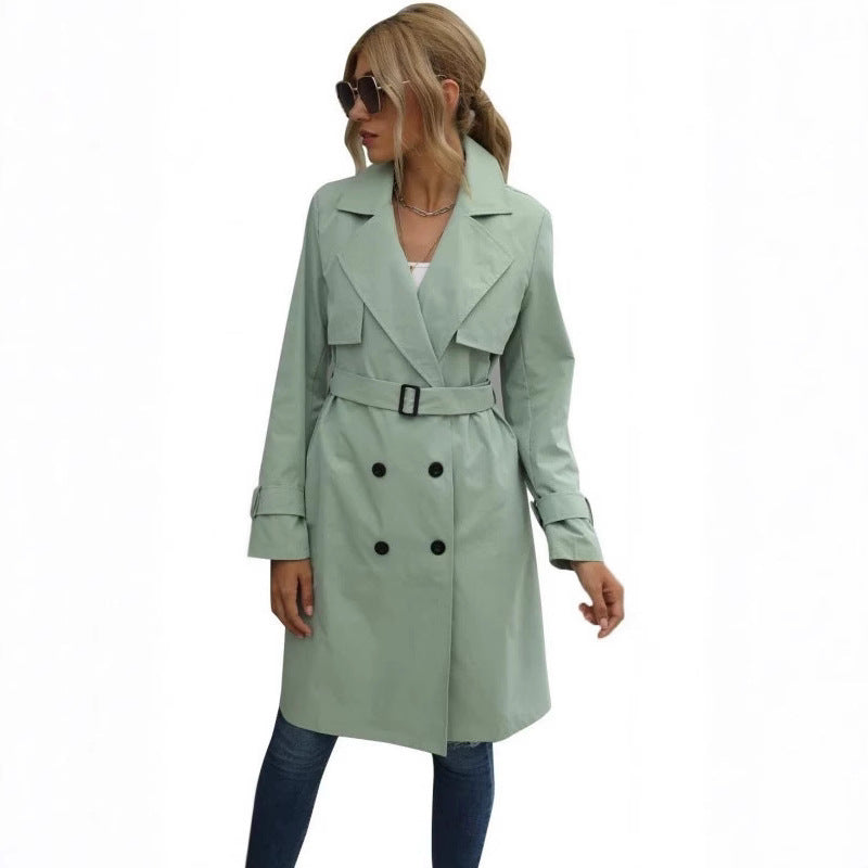 Damen Eleganter Trenchcoat mit doppelter Knopfleiste und schickem Kragen R&B