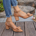 Damen Slingback-Pumps mit funkelndem Schleifenakzent und stabilem Blockabsatz R&B