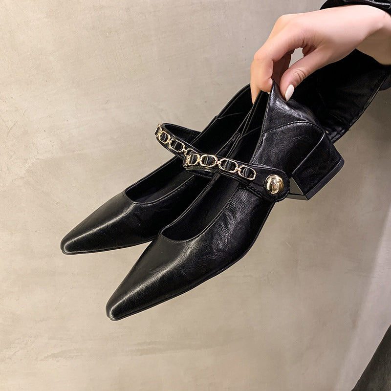 Damen elegante Ballerinas mit modischer Kette R&B