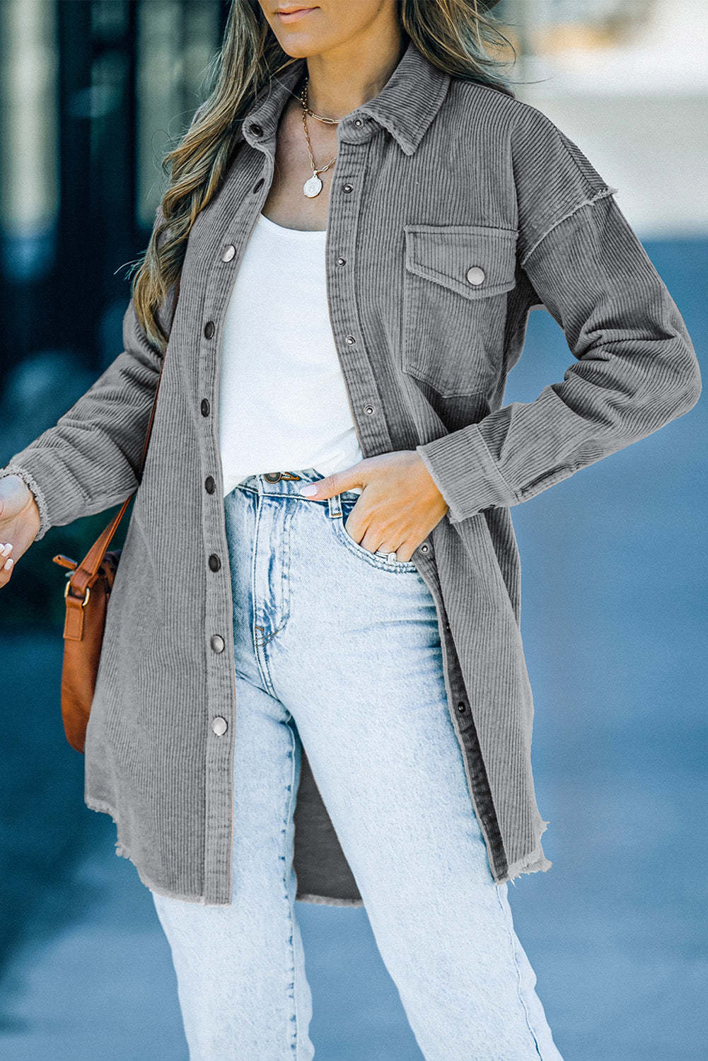 R&B | Button Übergröße mittel Länge Hemdjacke