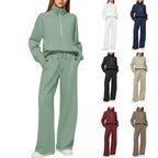 Damen Sportives Set mit Stehkragen und weitem Beinschnitt R&B