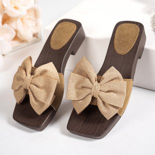 Damen Offene Slipper mit dekorativem Schleifendetail R&B
