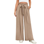 Damen weite Hochbundhose mit Taillengürtel und fließendem Stoff R&B