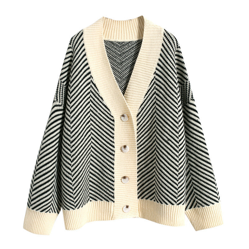 Damen Strickjacke mit modernem Zickzackmuster und kuscheligem Material R&B