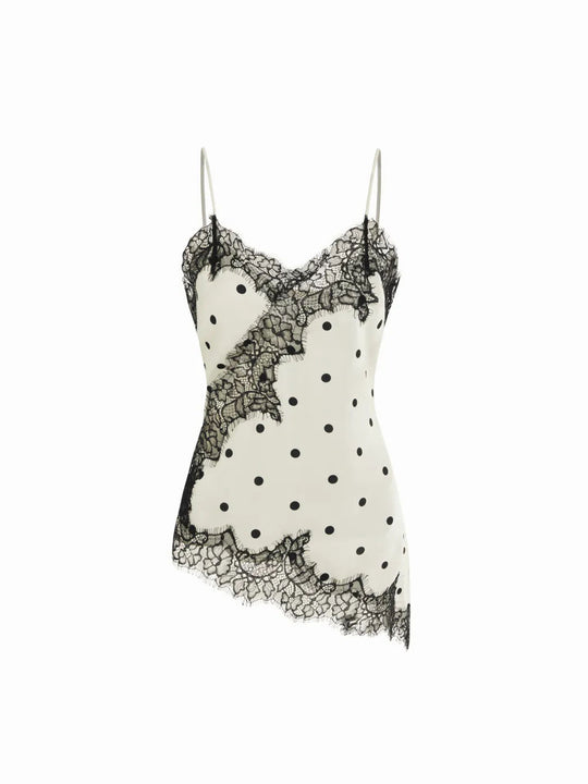 Damen Satin Top mit eleganter Spitze und Spaghettiträger R&B